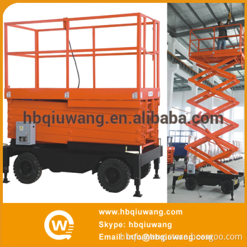 14m hydraulic four wheel manual pulling type scissor lift